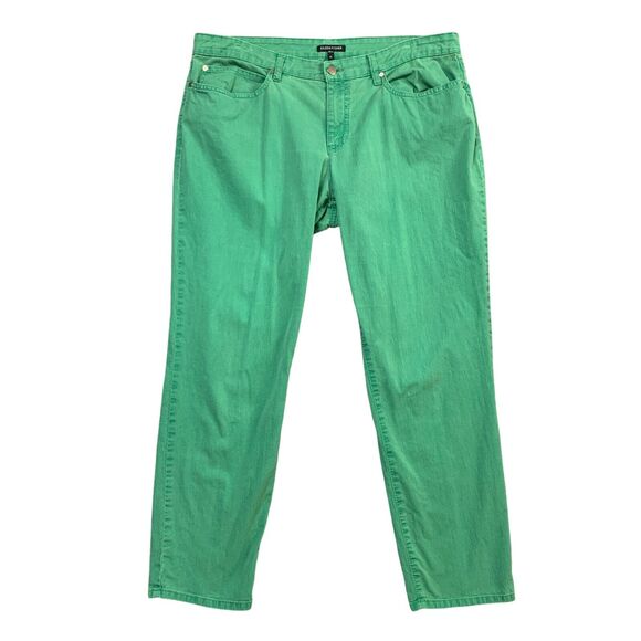 Eileen Fisher Jeans Womens 14 Sour Apple Denim Mid Rise Stretch Straight Leg - Picture 1 of 14